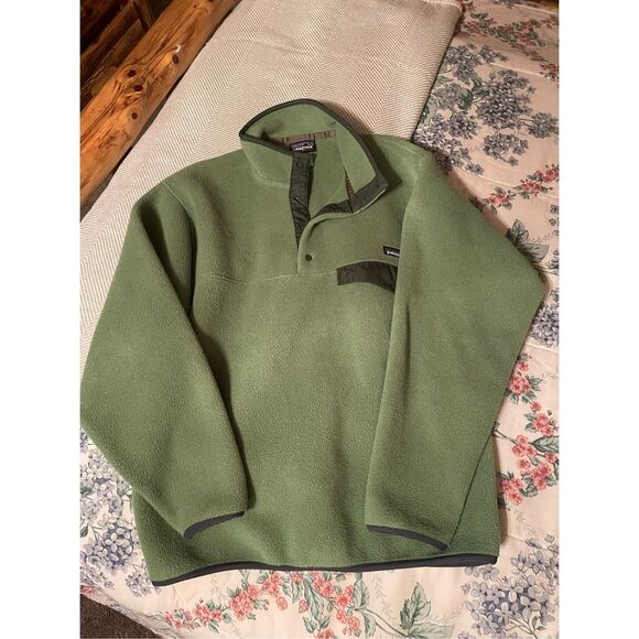 Men’s Green Patagonia Synchilla Snap T Fleece Pullover Green Sweater Sz M - Picture 9 of 10